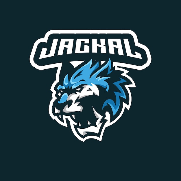 Angry wolf jackal head esport mascot illustration logo icon