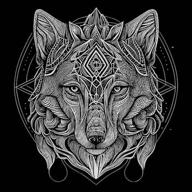 angry wolf silhouette outline drawing