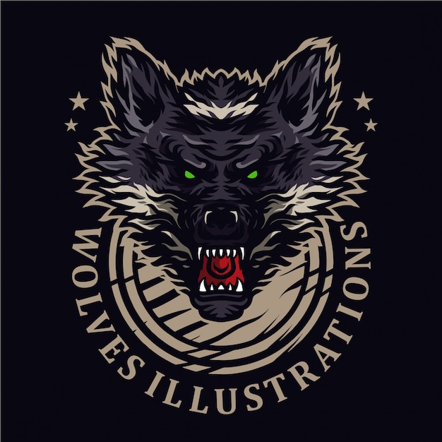 Vector angry wolves illustration