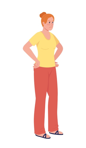 Angry woman semi flat color vector character