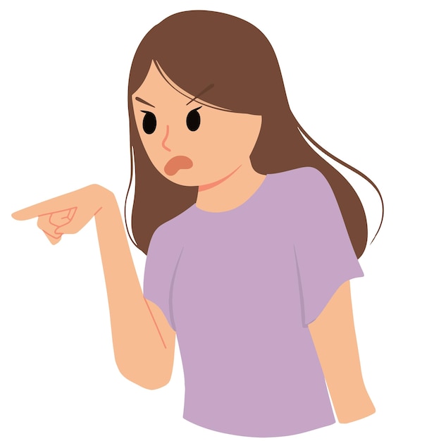 Angry woman with pointing finger illustration