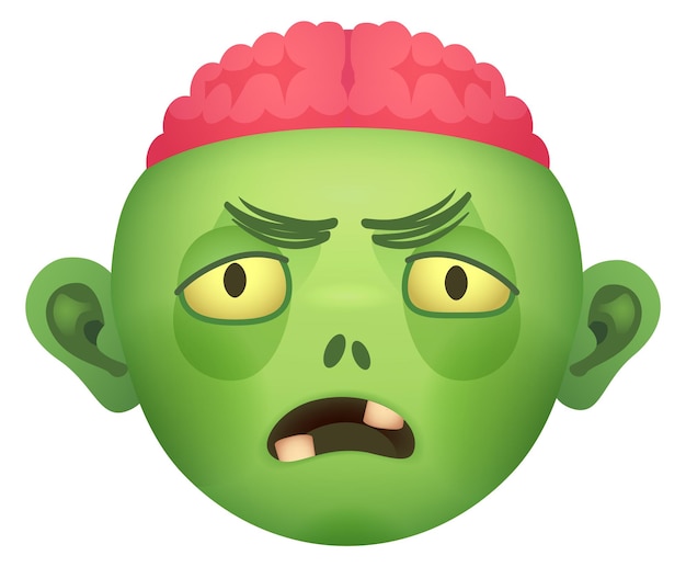Vettore emoji di zombie arrabbiati con la faccia di mostro icona dei cartoni animati