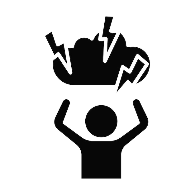 Angstigheid of stress icoon set hoofdpijn of gefrustreerd vector symbool man in woede probleem teken uitgeputte vermoeide persoon icoon