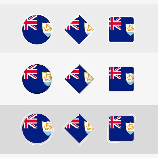 Anguilla flag icons set vector flag of Anguilla