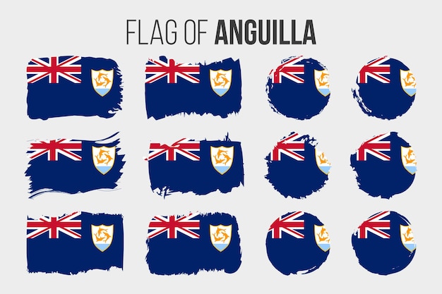 Anguilla flag Illustration brush stroke and grunge flags of Anguilla isolated on white