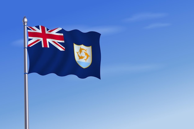 Anguilla flag Independence Day blue sky background