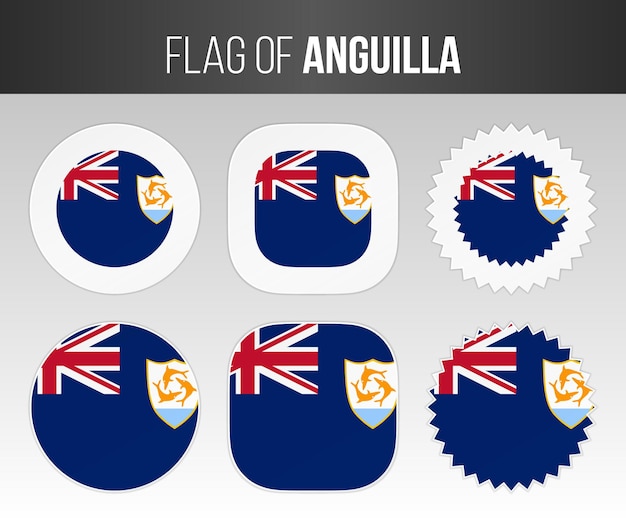 Anguilla flag labels badges and stickers Illustration flags of Anguilla isolated