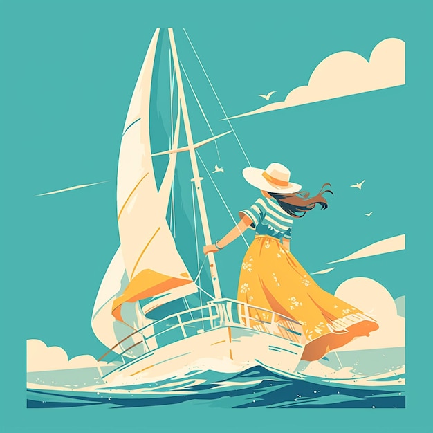 Vector a anguillan woman is sailing