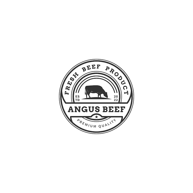 Design del logo dell'etichetta vintage della carne di manzo angus 4