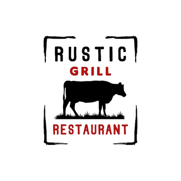 Angus Bull Cattle Farm Ranch Beef Grill Barbeque BBQ Logo Design Inspiratie