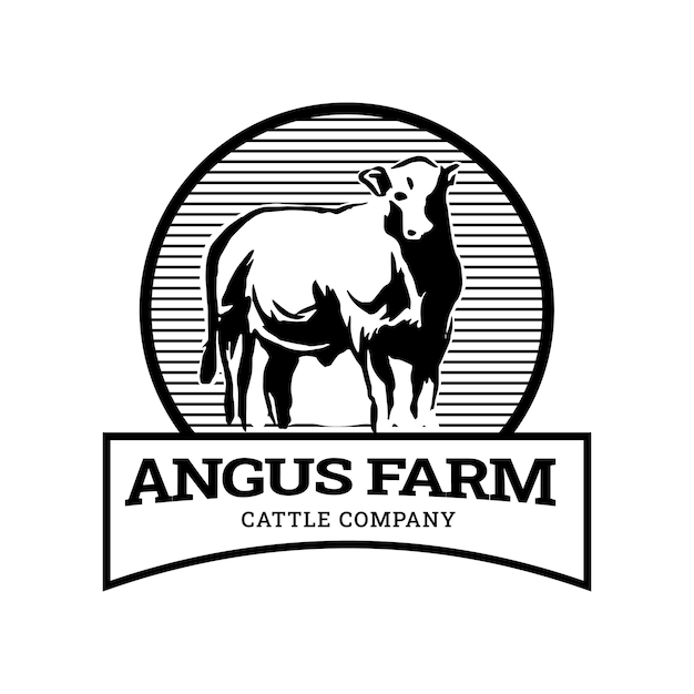 Angus cattle farm logo vector design