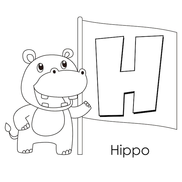 Vector animal alphabet h