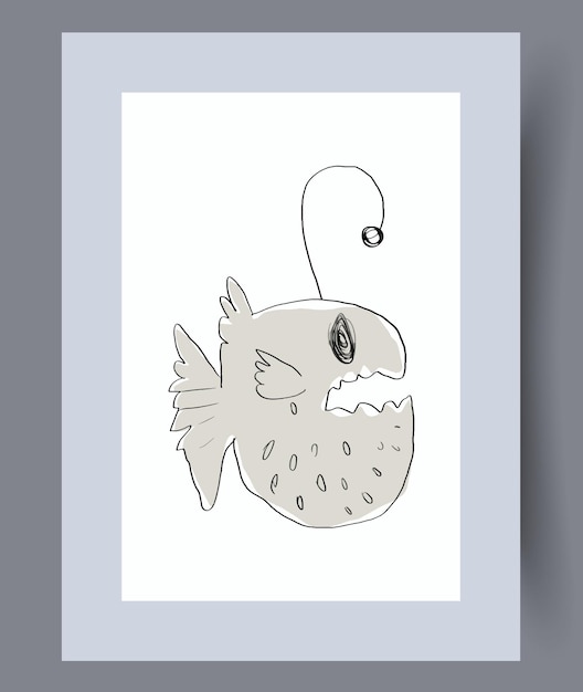 Animal anglerfish nautical lophiformes wall art print