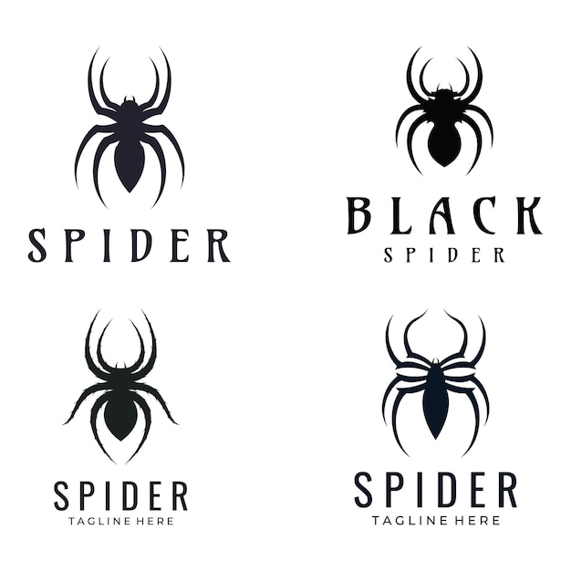 동물 거미류 거미 또는 독거미 로고 실루엣 디자인 벡터 템플릿