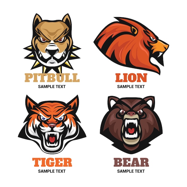 Distintivi per animali per la raccolta di team di logo sportivi