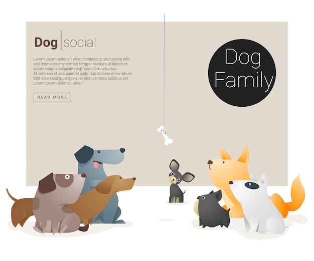 Vector animal banner with dogs