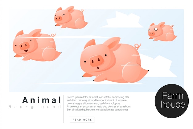 Webデザインのための豚と動物のバナー