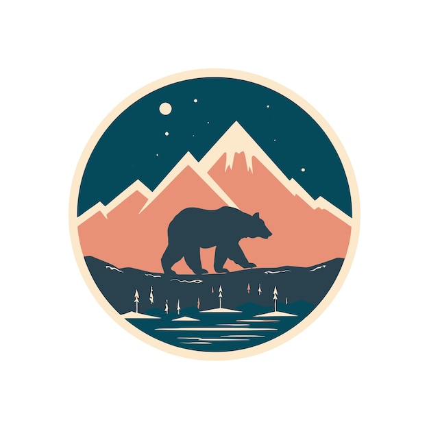 Шаблон векторного дизайна логотипа животного медведя