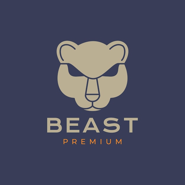 Animal beast face head forest wildlife carnivore flat geometric modern clean logo design vector