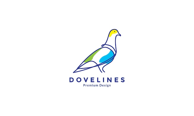 животное птица красота голубь линии искусство красочный дизайн логотипа вектор символ значок иллюстрация