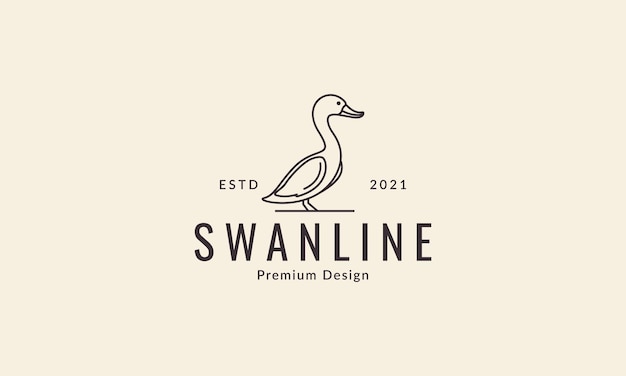 Animal bird lines swan or goose logo design vector icon symbol illustration