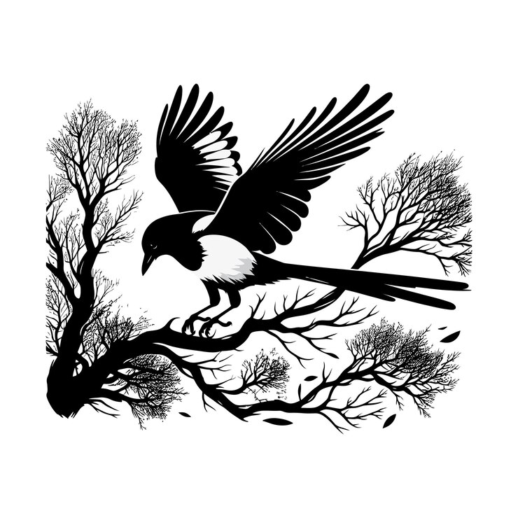Vector animal bird silhouette vector on branch tree illustration