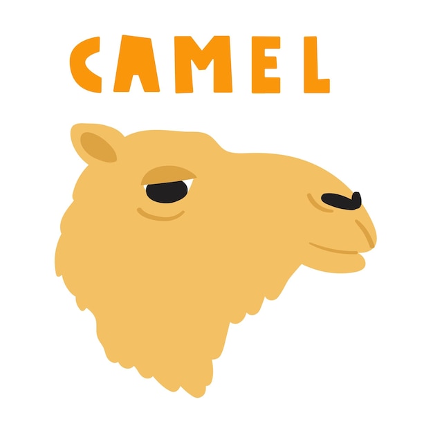 Animal. Camel head. Flat illustration on white background.