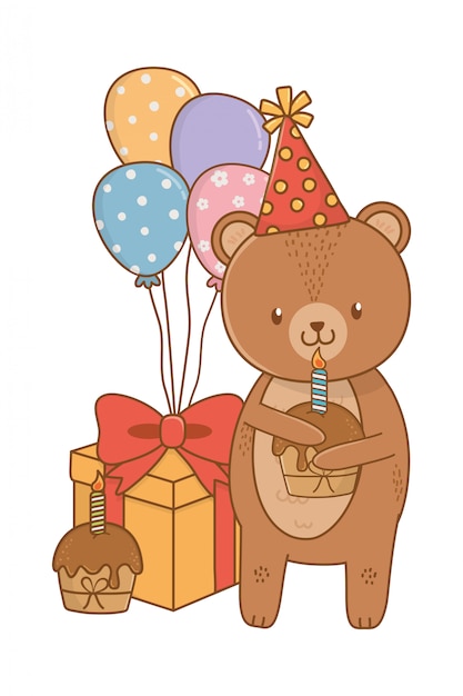 Animal cartoon with happy birthday design