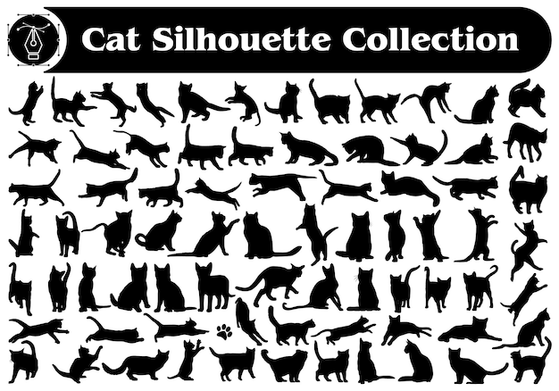 動物猫シルエット ベクトル コレクション