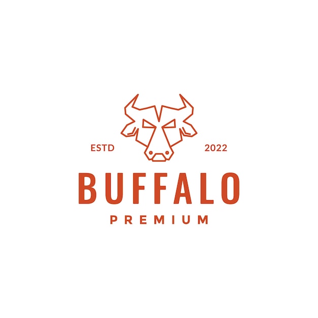 Animal cattle livestock buffalo head beef grill roasted simple line hipster logo design vector icon