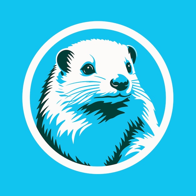 Animal in Circle on Blue Background