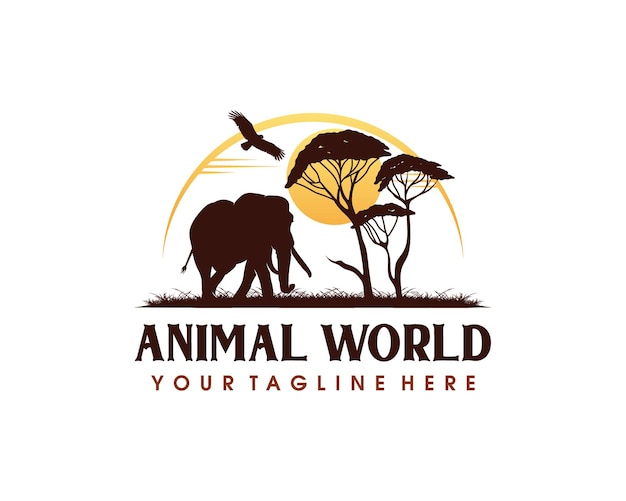 Design del logo per la conservazione degli animali. ispirazione per il design del logo wildlife safari