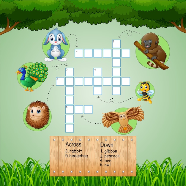 Animal crossword puzzles for kids games