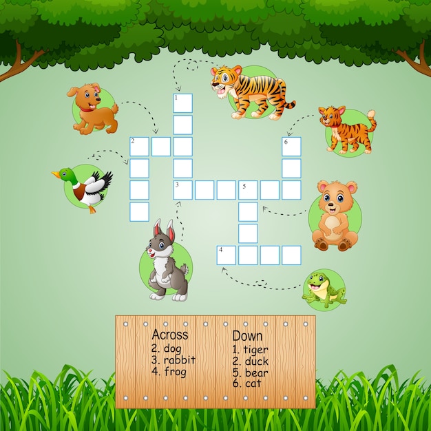 Animal crossword puzzles for kids games