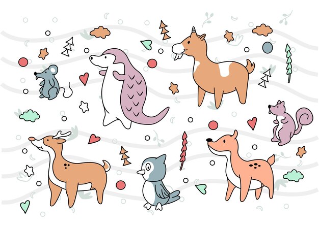 Vector animal cute background design