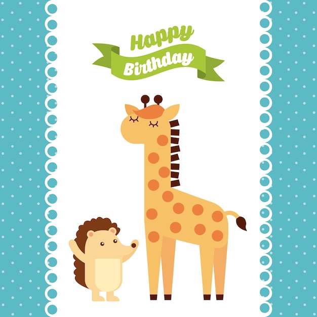 Vector animal cute birthday party celebration