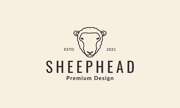 Animal cute lines sheep head logo vector symbol icon design illustration