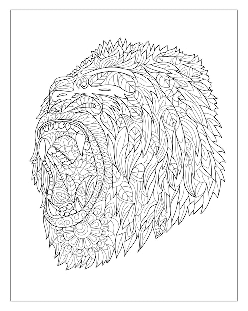 Vector animal doodle art coloring pages for adults
