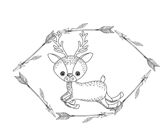 Animal drawing style boho icon vector illustration graphic