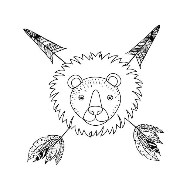 animal drawing style boho icon vector illustration graphic