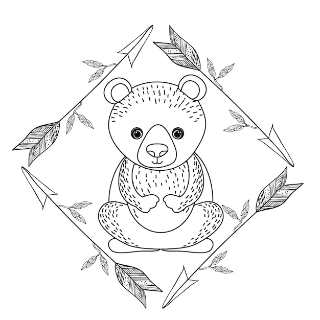 Animal drawing style boho icon vector illustration graphic