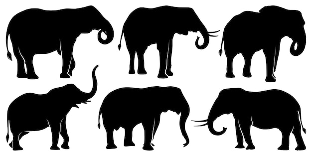 Вектор Векторная иллюстрация силуэтов животных слонов