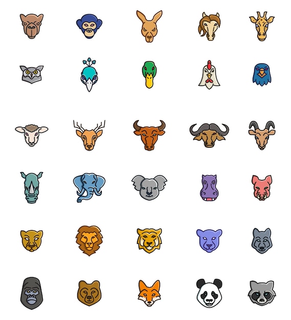 Animal Faces Icons