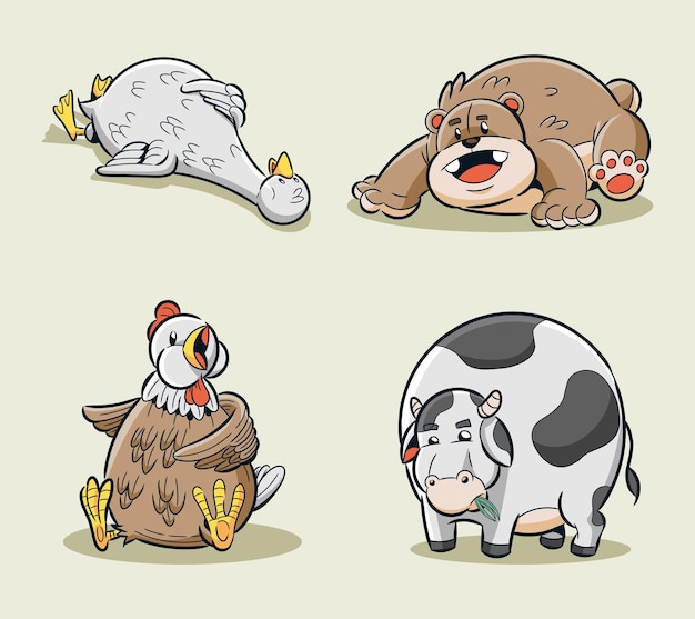 Animal fat character set collection