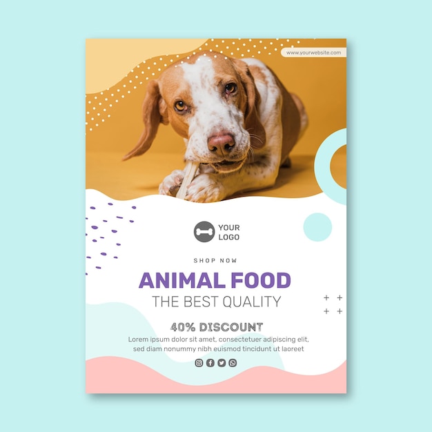 Vector animal food flyer vertical