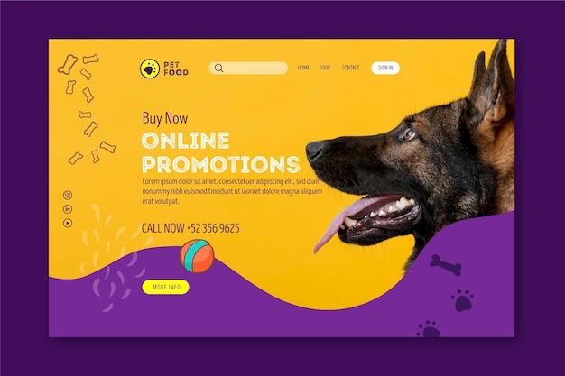 Vector animal food landing page