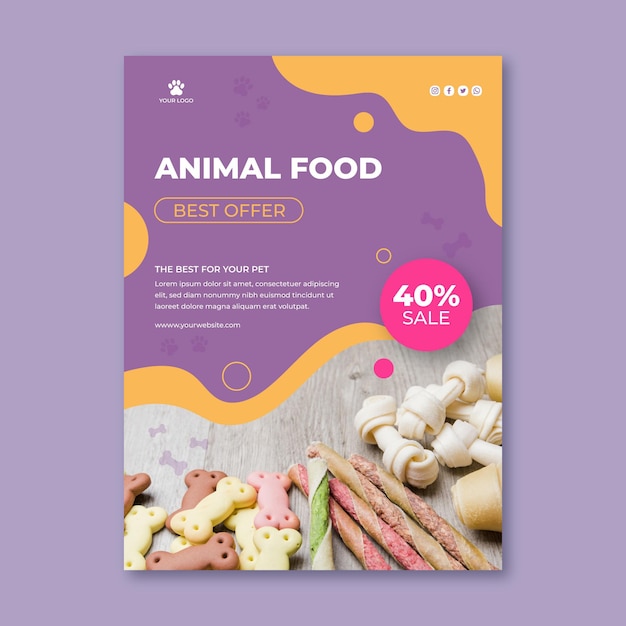 Animal food vertical flyer template