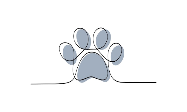 Animal footprint in continuous line drawing style continuous one line drawing