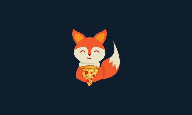 Animal fox  with food pizza cute logo vector icon design