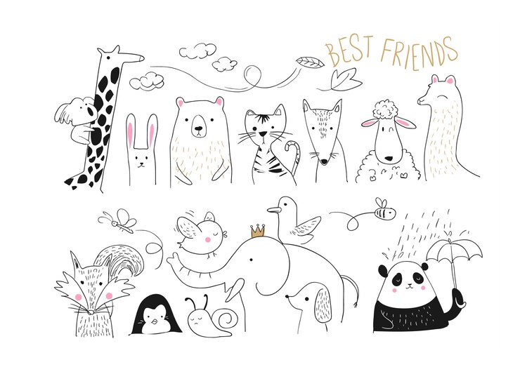 Vector animal friends collection illustration